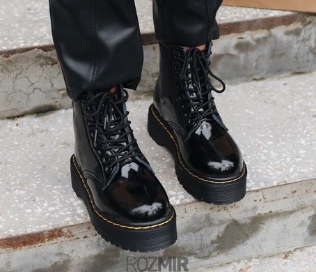 Зимние лакированные ботинки Dr. Martens Jadon Platform Patent FUR "Black" с мехом