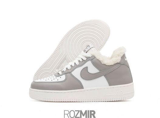 Зимние кроссовки Nike Air Force 1 Low Leather Winter "White/Grey" с мехом