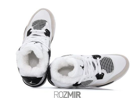 Зимние кроссовки Air Jordan 4 Retro "White/Grey/Black&rdquo; с мехом