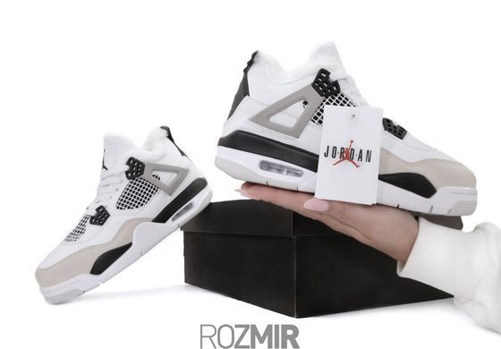 Зимние кроссовки Air Jordan 4 Retro "White/Grey/Black&rdquo; с мехом
