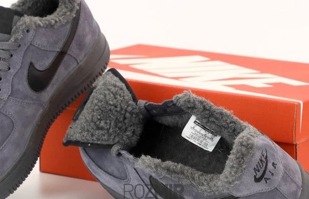 Зимние кроссовки Nike Air Force 1 Low "Grey/Black" с мехом