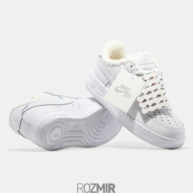 Зимові кросівки Nike Air Force 1 Low Leather "White" з хутром