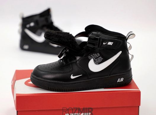 Зимові кросівки Nike Air Force 1 Mid Utility Winter "Black" з хутром