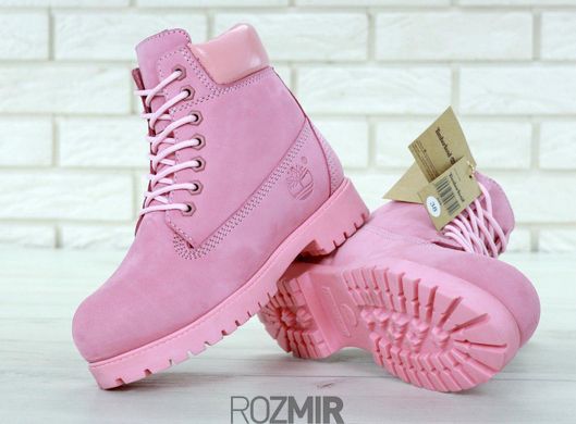 Женские ботинки Timberland Winter "Pink" с натуральным мехом