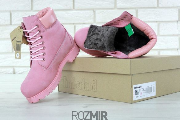 Жіночі черевики Timberland Winter "Pink" з натуральним хутром