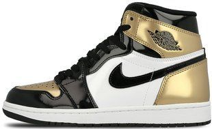 Кросівки Air Jordan 1 Retro High OG NRG Patent Gold Toe "Black - Metallic Gold - White"