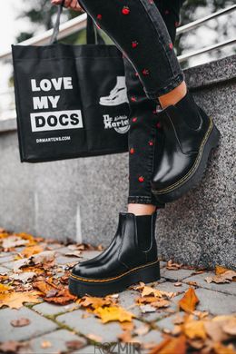 Женские ботинки Dr. Martens 2976 Platform Chelsea Boots "Black" с мехом