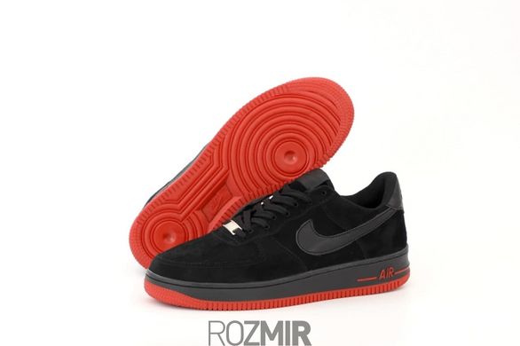 Чоловічі кросівки Nike Air Force 1 Low Suede "Black/Red"
