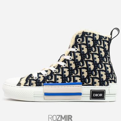 Женские кроссовки Christian Dior B23 High-Top Sneakers Beige/Black - Navy Blue