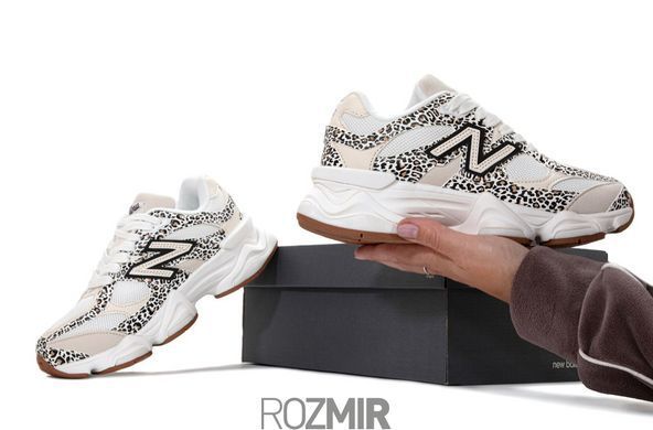 Женские кроссовки New Balance 9060 "Beige/White/Brown/Leopard Print"