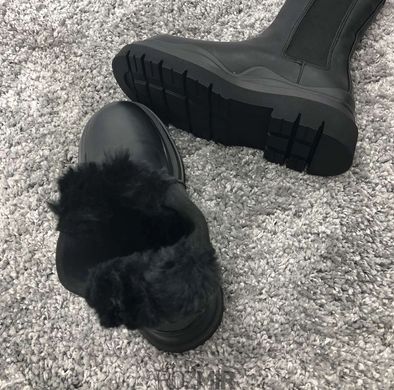 Зимние ботинки Bottega Veneta Tire Boots "Black" с натуральным мехом