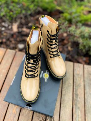 Лакированные ботинки Dr. Martens Jadon Patent Premium FUR "Beige" с мехом