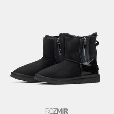 Женские угги UGG Classic Mini Double Zip "Black Lacquer"