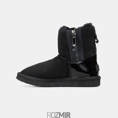 Женские угги UGG Classic Mini Double Zip "Black Lacquer"