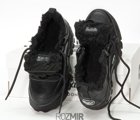 Зимние кроссовки на платформе Buffalo London Platform Sneakers "Black" с мехом
