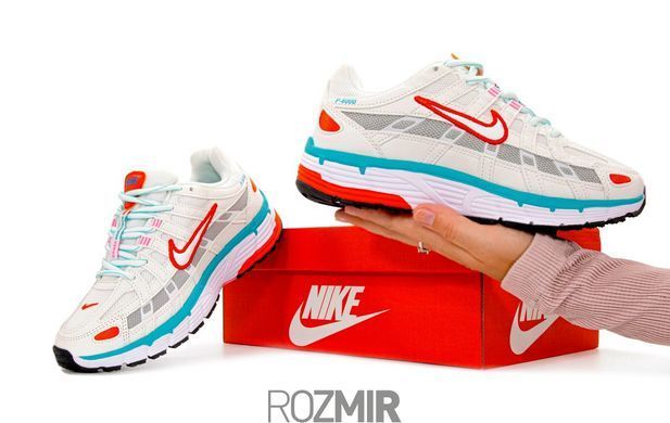 Женские кроссовки Nike P-6000 "White/Aqua/Orange/Black/Pink"