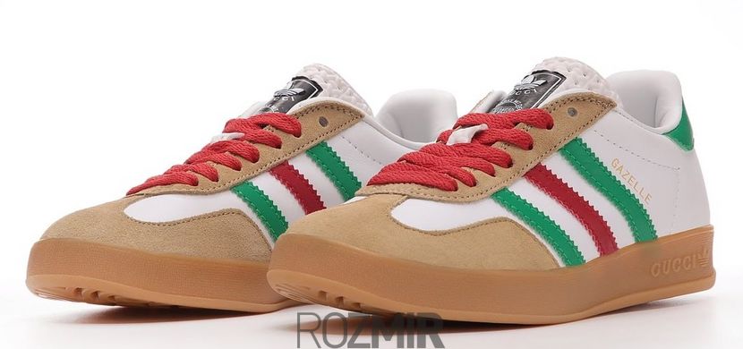 Кроссовки Gucci x adidas Gazelle White Green Red