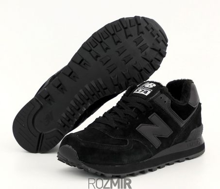 Мужские кроссовки с мехом New Balance 574 Winter "Black"