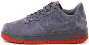 Чоловічі кросівки Nike Air Force 1 Low Suede "Grey/Red"