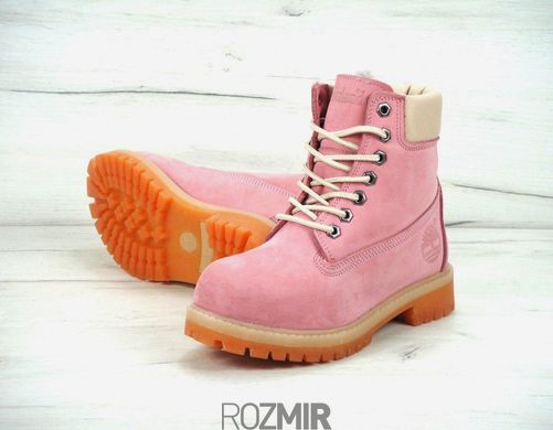 Жіночі черевики Timberland Classic 6 inch Winter "Pink" з натуральним хутром