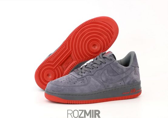 Мужские кроссовки Nike Air Force 1 Low Suede "Grey/Red"