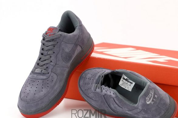 Мужские кроссовки Nike Air Force 1 Low Suede "Grey/Red"
