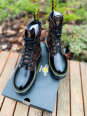 Зимові черевики LV x Dr. Martens Jadon x LV "Black/Brown" з хутром