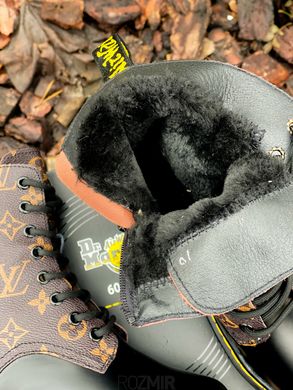 Зимние ботинки LV x Dr. Martens Jadon "Black/Brown" на меху с замком