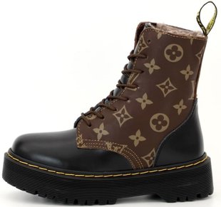 Зимние ботинки LV x Dr. Martens Jadon "Black/Brown" на меху с замком 36 РАЗМЕР !