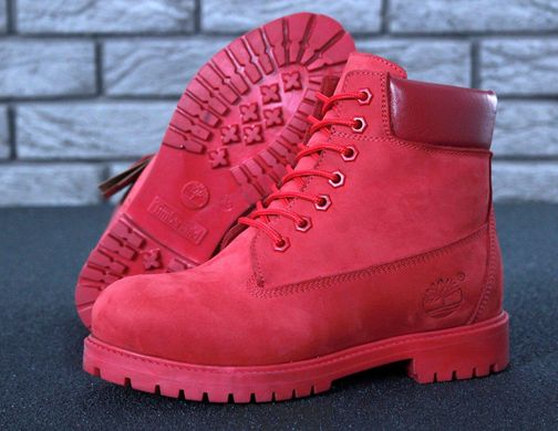 Жіночі черевики Timberland Winter "Red" з хутром