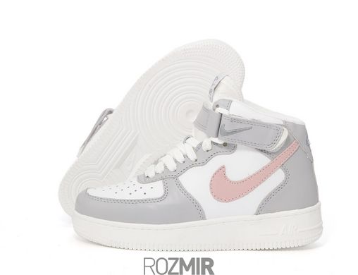 Зимние кроссовки Nike Air Force 1 High Winter "White/Grey-Pink" с мехом