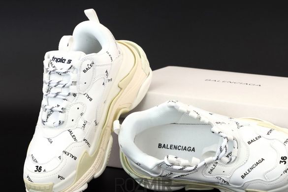 Жіночі кросівки Balenciaga Allover Logo Triple S Sneaker "White"