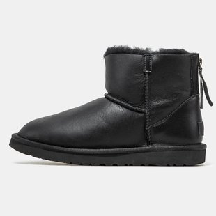 Жіночі уггі UGG Classic Mini Zip Leather "Black"