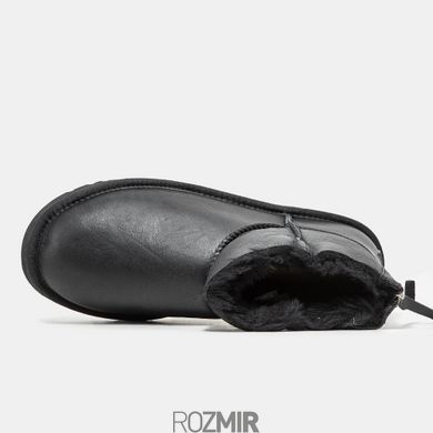 Женские угги UGG Classic Mini Zip Leather "Black"