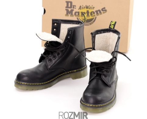 Женские зимние ботинки Dr. Martens 1460 "Black" с мехом