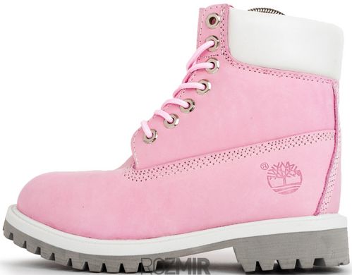 Женские ботинки Timberland Classic 6 inch Winter "Pink/White-Grey" с мехом