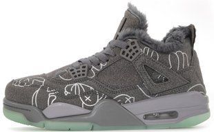 Зимние кроссовки Air Jordan 4 Retro Kaws "Grey" с мехом