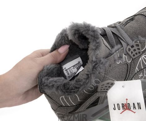 Зимние кроссовки Air Jordan 4 Retro Kaws "Grey" с мехом