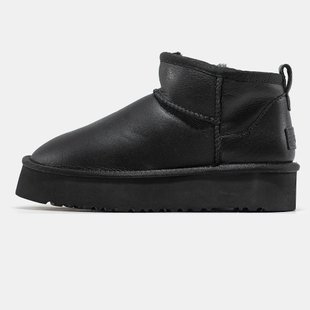 Угги UGG Classic Ultra Mini Platform Leather "Black"