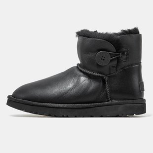 Жіночі уггі UGG Mini Bailey Button Leather "Black"