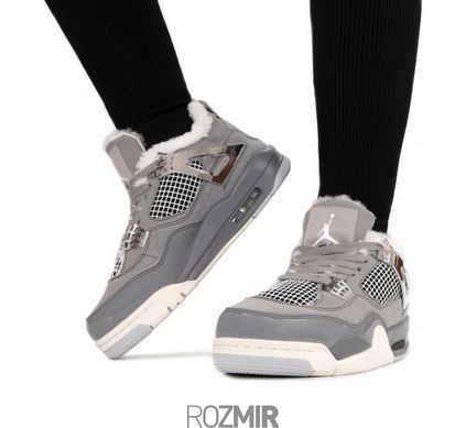 Зимние кроссовки Air Jordan 4 Retro "Grey/White" с мехом