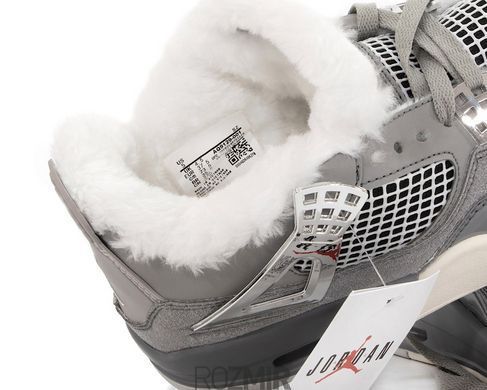 Зимние кроссовки Air Jordan 4 Retro "Grey/White" с мехом