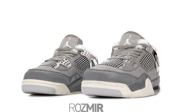 Зимние кроссовки Air Jordan 4 Retro "Grey/White" с мехом
