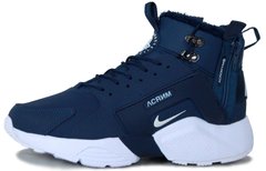 Мужские кроссовки ACRONYM x Nike Huarache City Winter "Navy Blue" с мехом