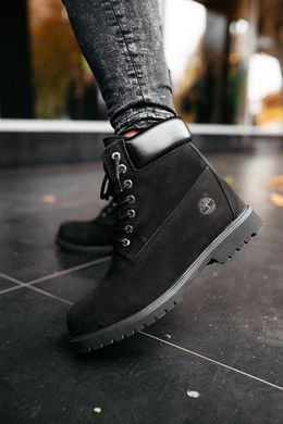 Зимние ботинки Timberland 6 Inch Premium Waterproof Boots "Black Nubuck" с мехом