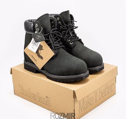 Зимові черевики Timberland 6 Inch Premium Waterproof Boots "Black Nubuck" з хутром