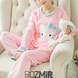 Женская теплая розовая пижама Kitty "White/Pink/Sky Blue", XS