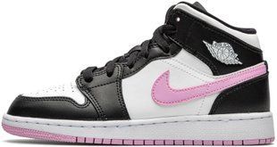 Зимові кросівки Air Jordan 1 Mid Winter "White/Black-Arctic Pink" з хутром