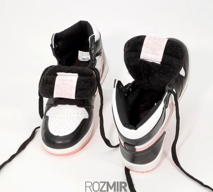 Зимние женские кроссовки Air Jordan 1 Mid Winter "White/Black-Arctic Pink" с мехом